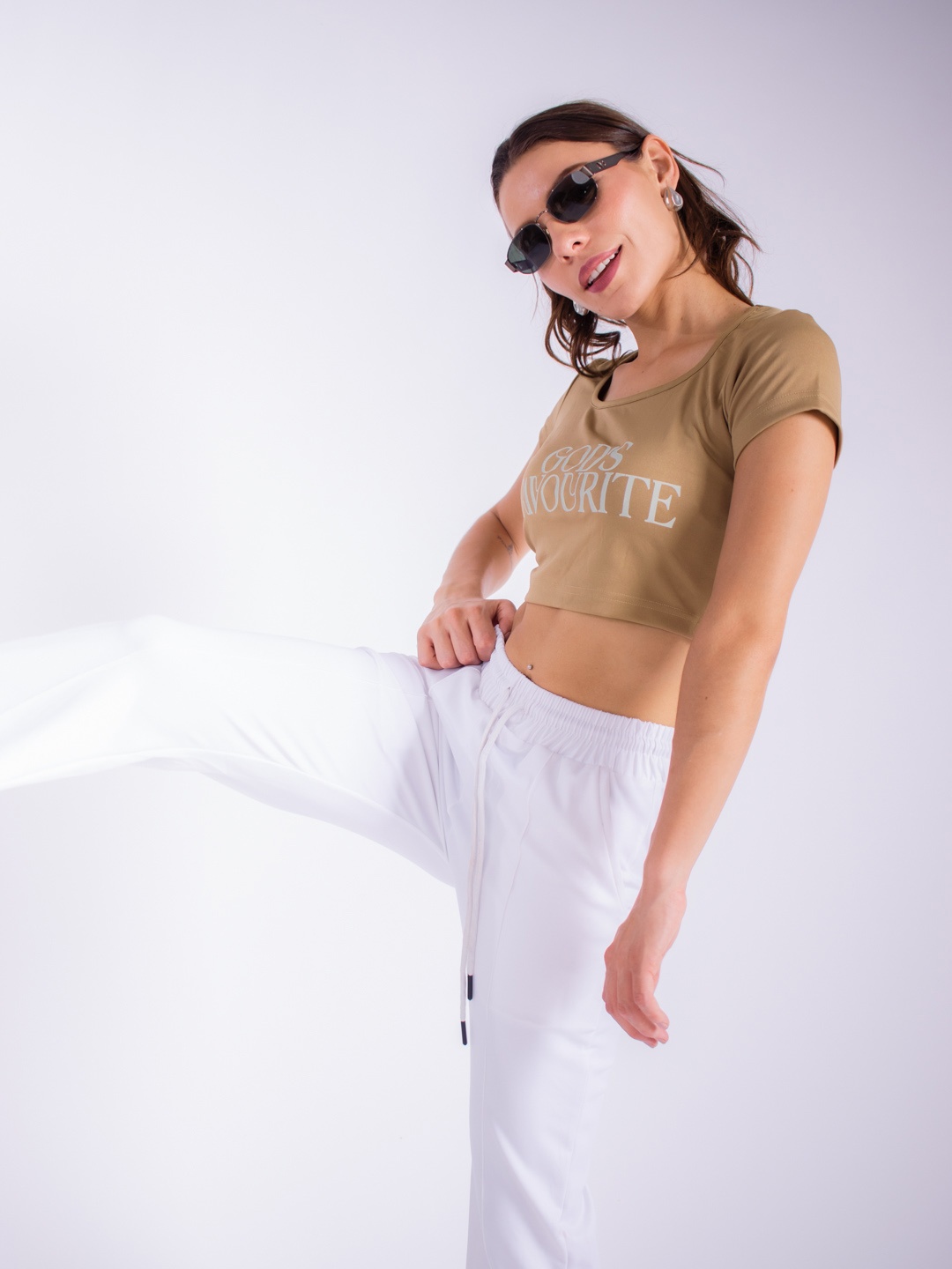 Stylecast X Hersheinbox Typography T-shirt with Trousers Co-Ords, Brown