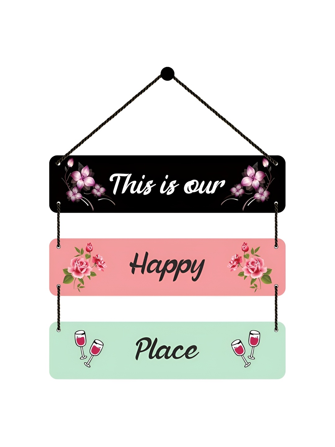 

Home Delight Black & White Printed Wooden Wall Hanging