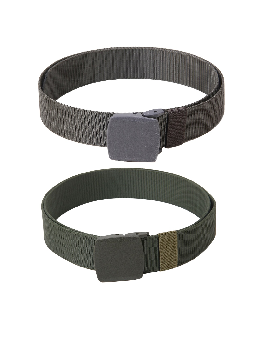 

Calvadoss Girls Set Of Textured Canvas Belts, Green