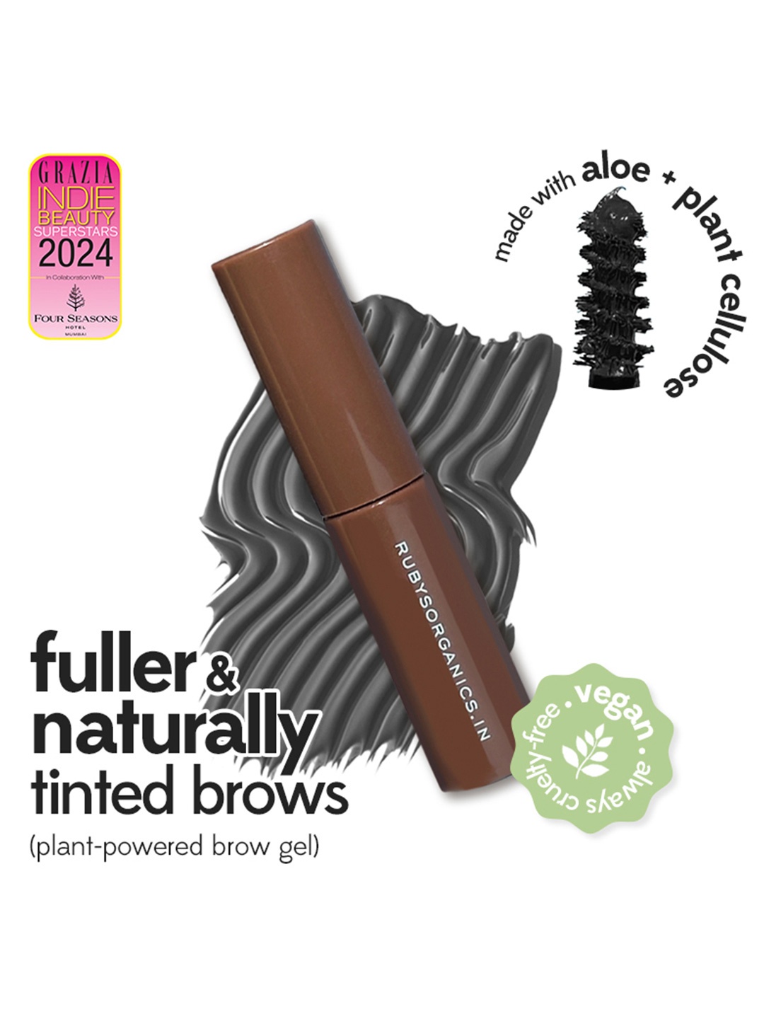 

Ruby's Organics Tinted Brow Gel - 6ml - Ash, Black