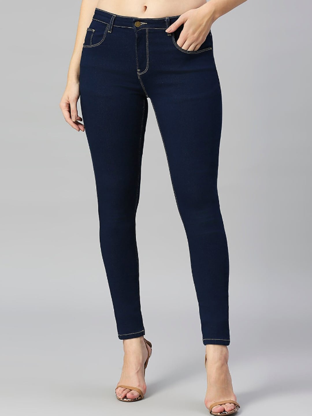 

all about you Women Comfort Skinny Fit Clean Look Stretchable Jeans, Blue