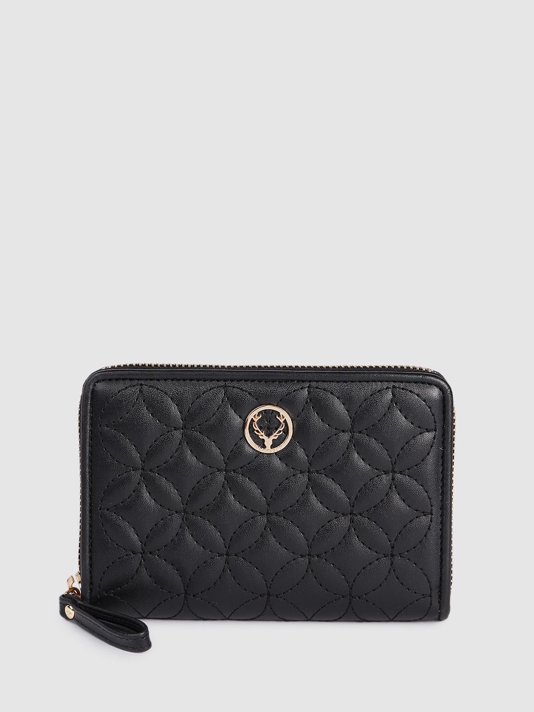 

Allen Solly Women Thread Textured Zip Around Wallet, Black