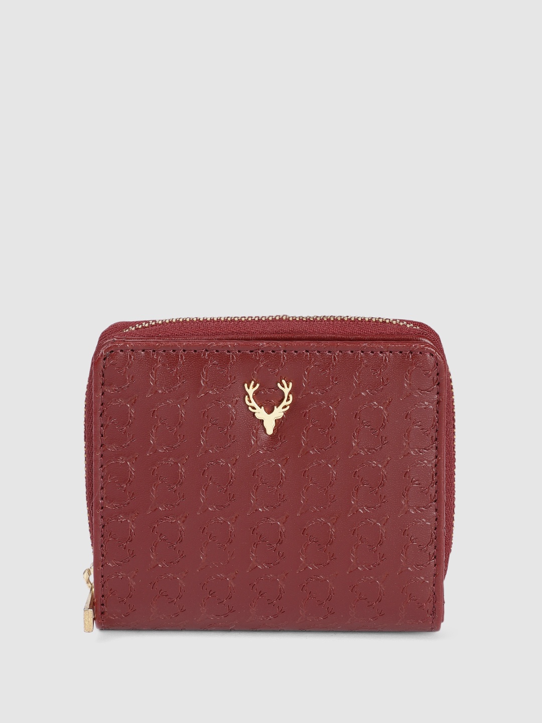 

Allen Solly Women Brand Logo Textured Zip Around Wallet, Maroon