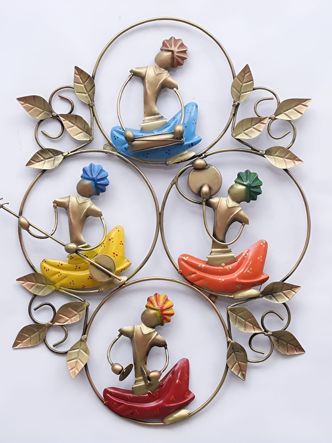 

ANSHIKA INTERNATIONAL Blue Textured Metal Wall Hanging, Gold