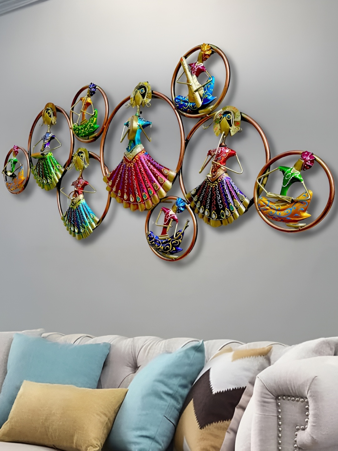 

ANSHIKA INTERNATIONAL Blue Textured Metal Wall Hanging, Gold