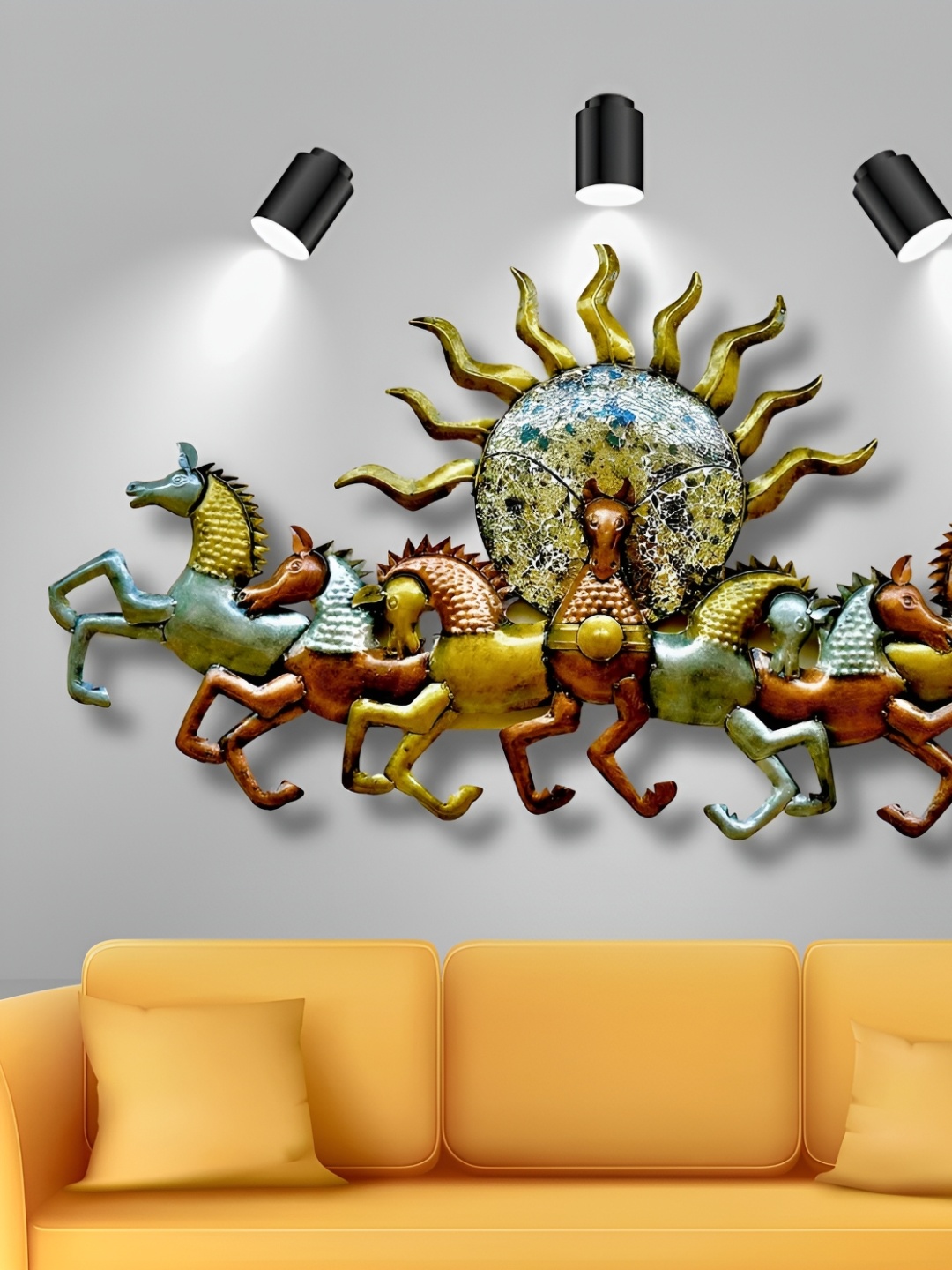 

ANSHIKA INTERNATIONAL Brown & Blue Textured Metal Wall Hanging