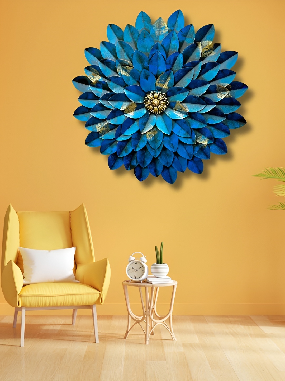 ANSHIKA INTERNATIONAL Blue Round Flower Hanging Wall Decor