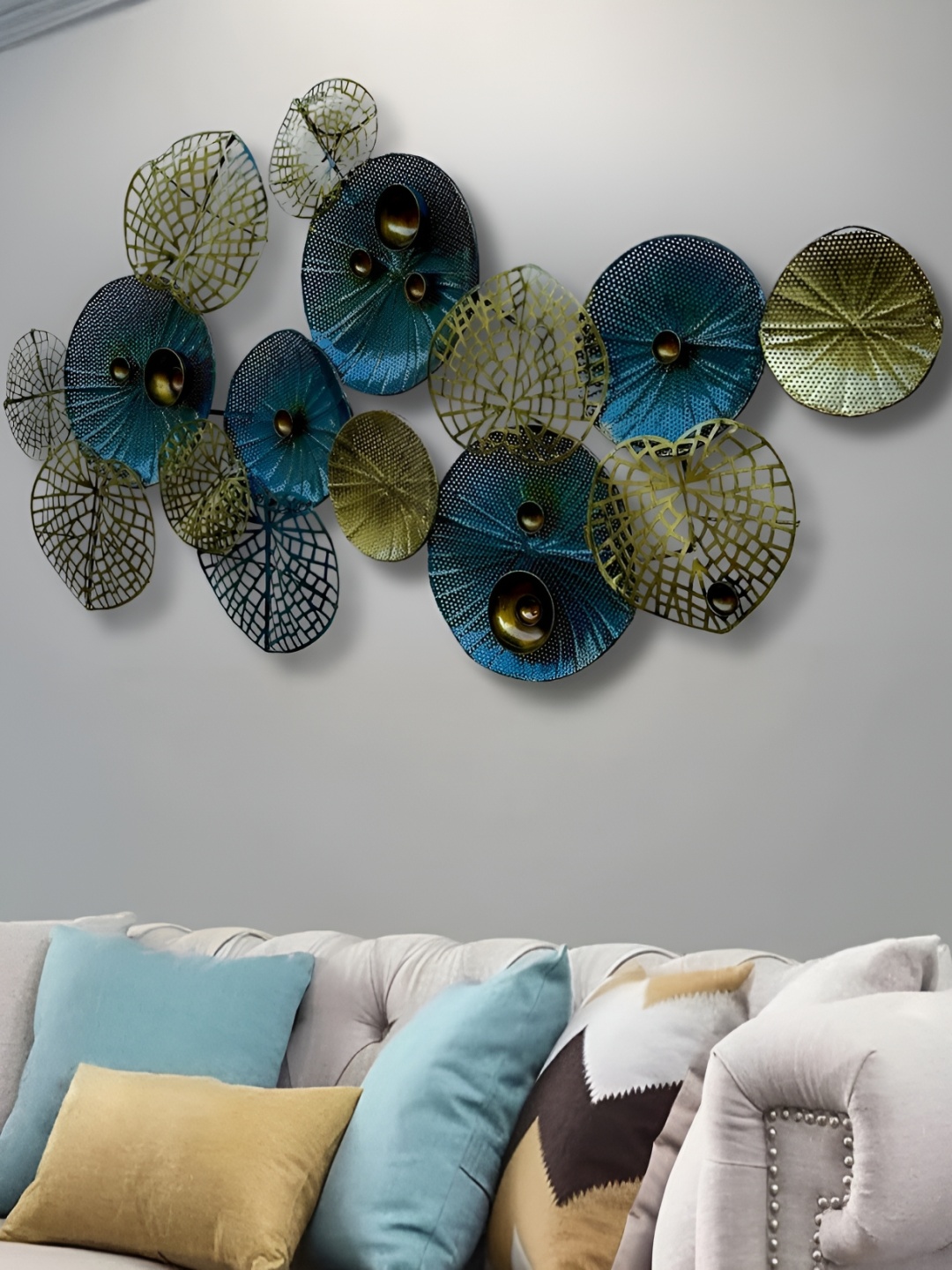 

ANSHIKA INTERNATIONAL Green Textured Metal Wall Hanging Decor