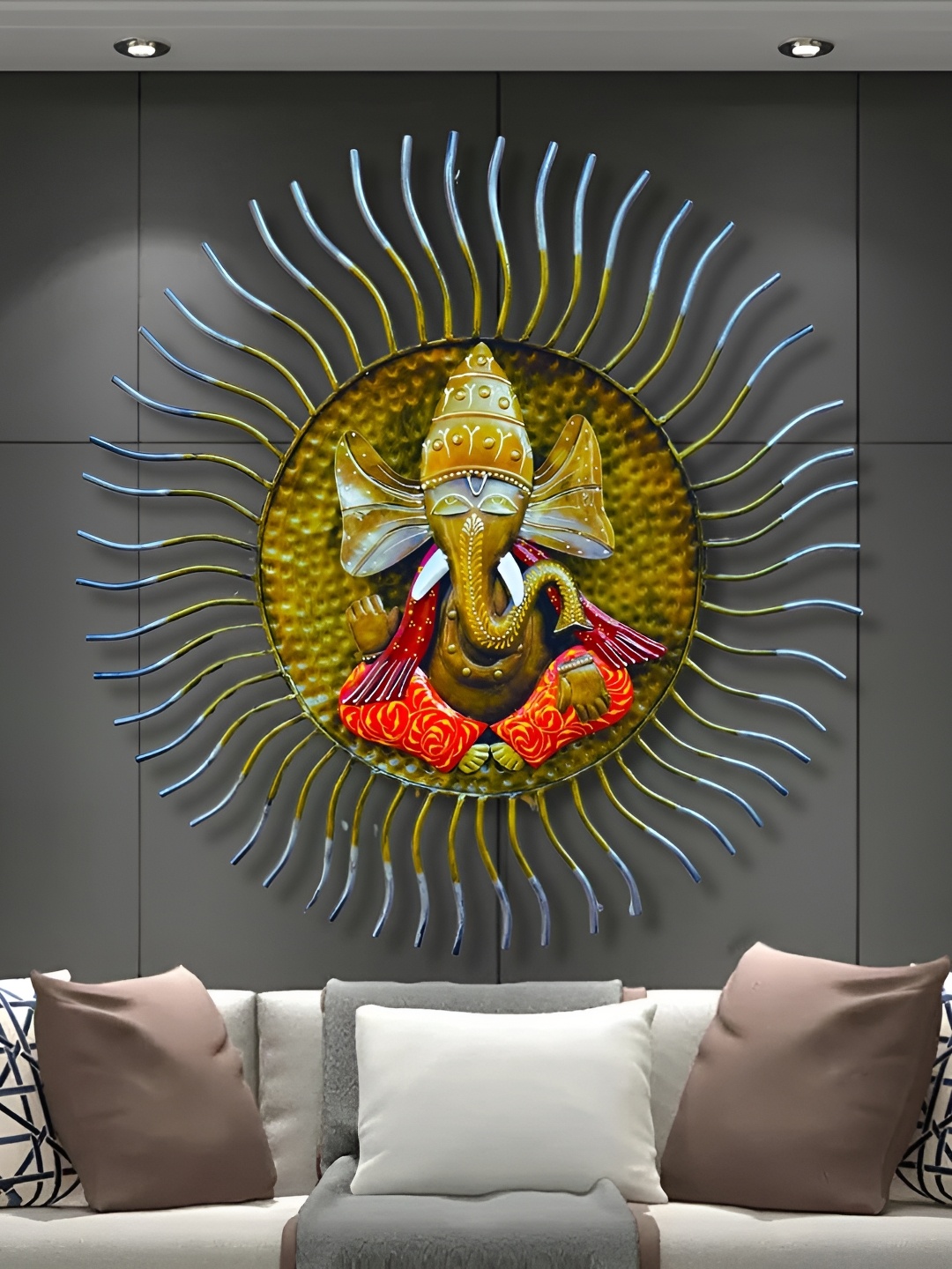 

ANSHIKA INTERNATIONAL Brown Textured Lord Ganesha Wall Hanging, Gold