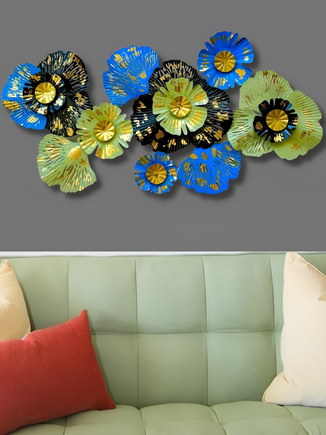 ANSHIKA INTERNATIONAL Blue Textured Flower Wall Hanging Decor