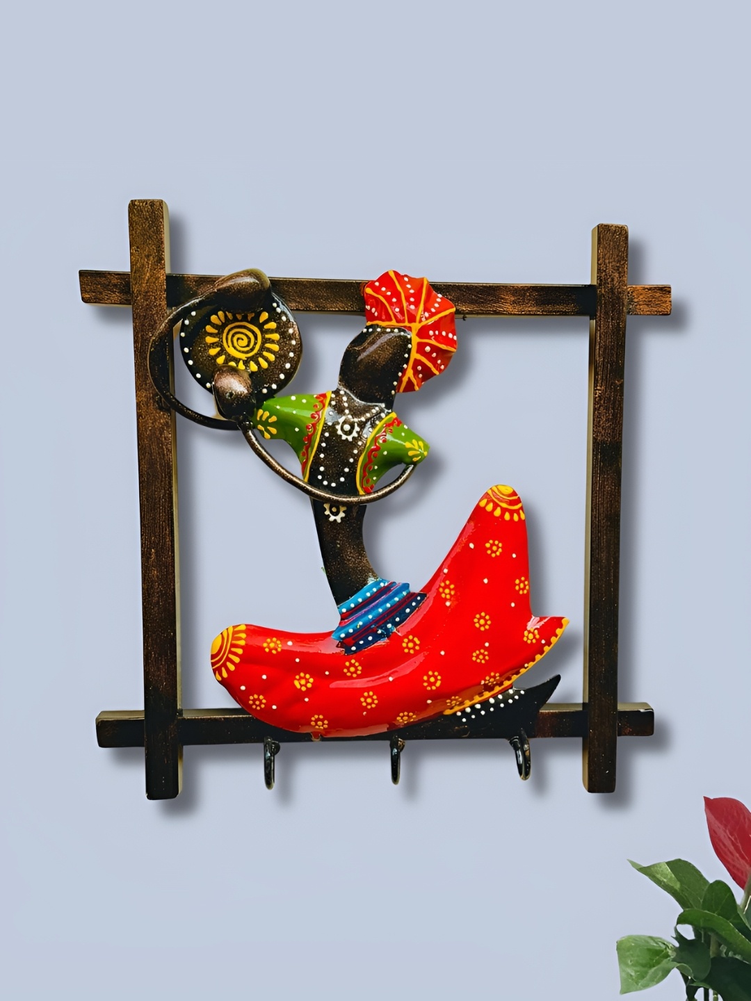 

ANSHIKA INTERNATIONAL Beige & Red Musicians Key Hanger Design Metal Wall Hanging