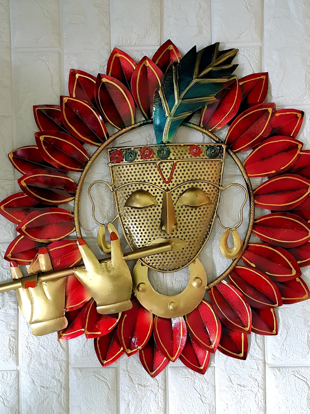 

ANSHIKA INTERNATIONAL Red & Beige Krishna Hanging Wall Decor