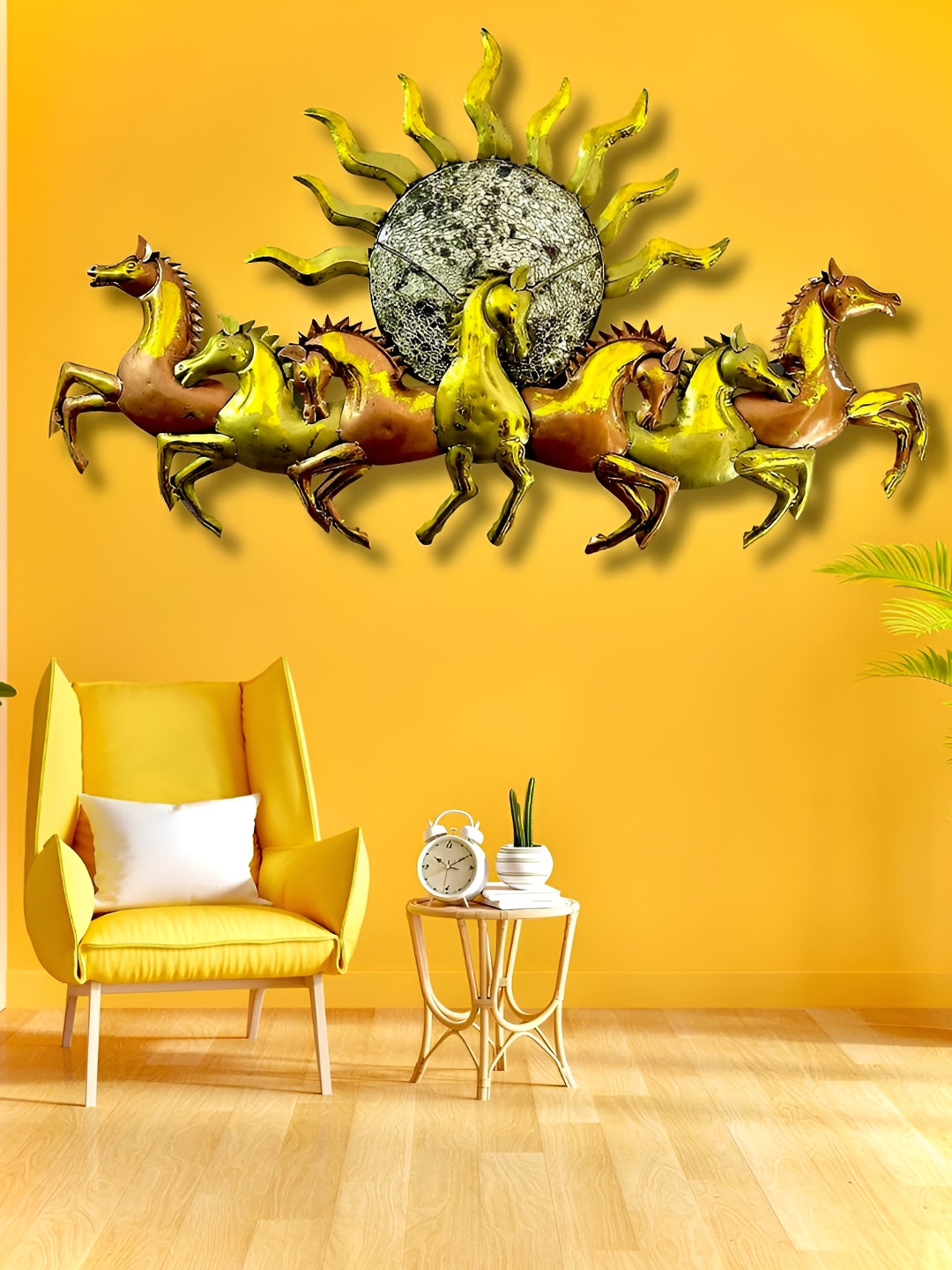 

ANSHIKA INTERNATIONAL Beige 7 Horse Running Wall Decor