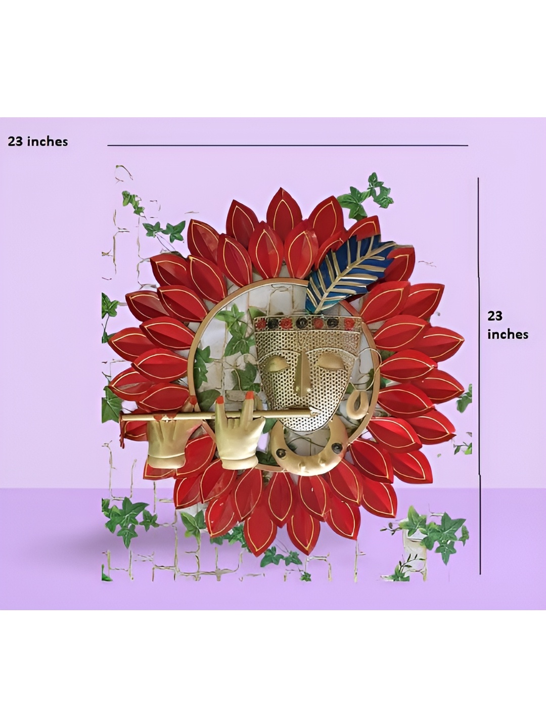 

ANSHIKA INTERNATIONAL Red & Beige Krishna Hanging Wall Decor