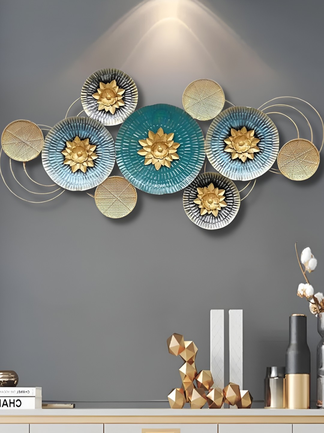 

ANSHIKA INTERNATIONAL Green Textured Metal Wall Decor