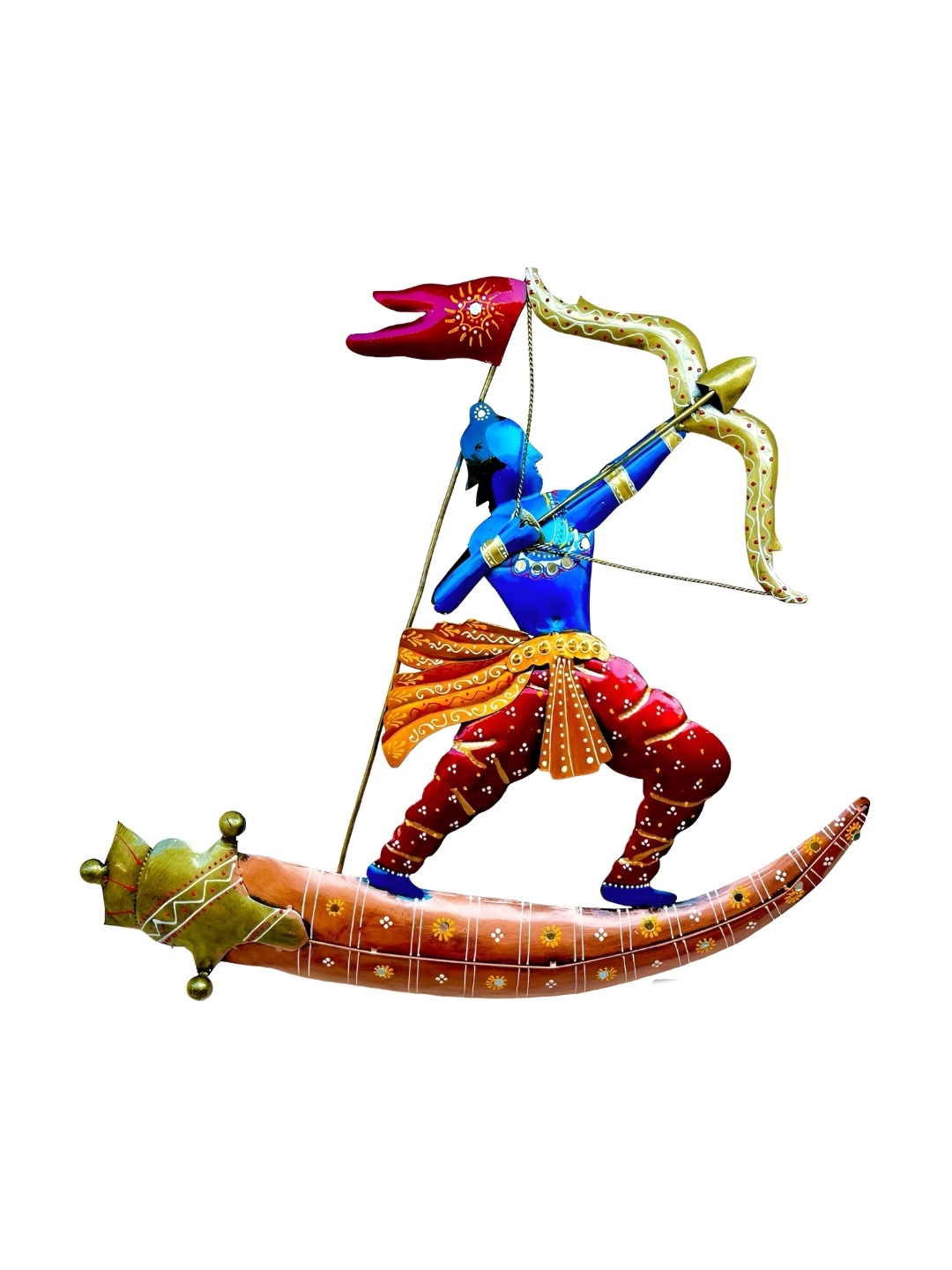 

ANSHIKA INTERNATIONAL Blue & Red Textured Metal Hanging Wall Decor