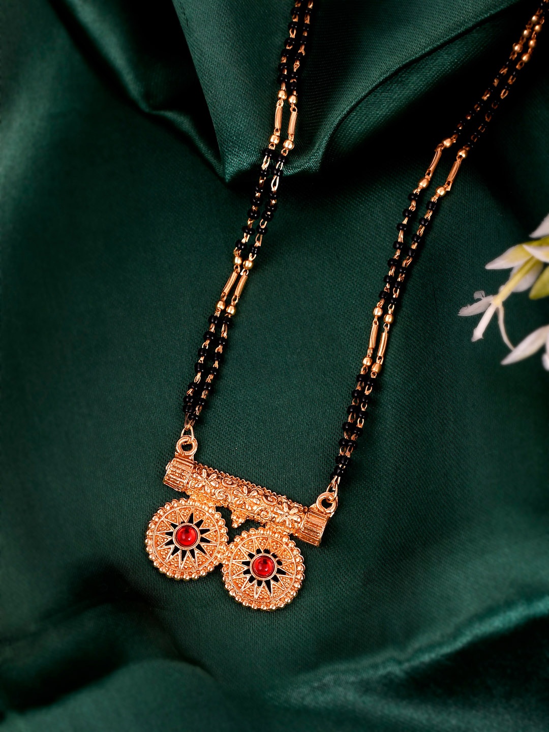 

Silvermerc Designs Gold-Plated Beaded Mangalsutra