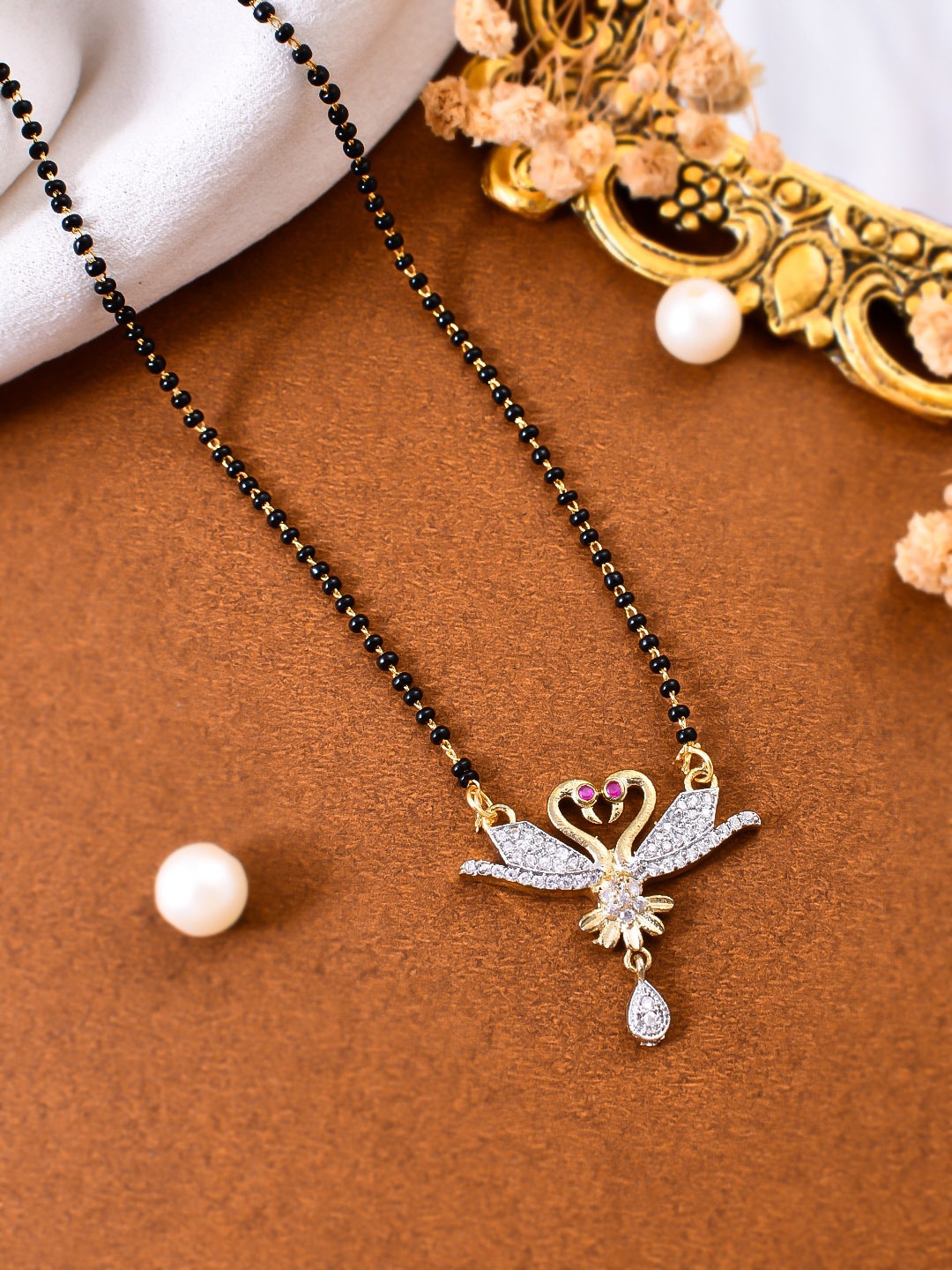 

Silvermerc Designs Gold-Plated Beaded Mangalsutra