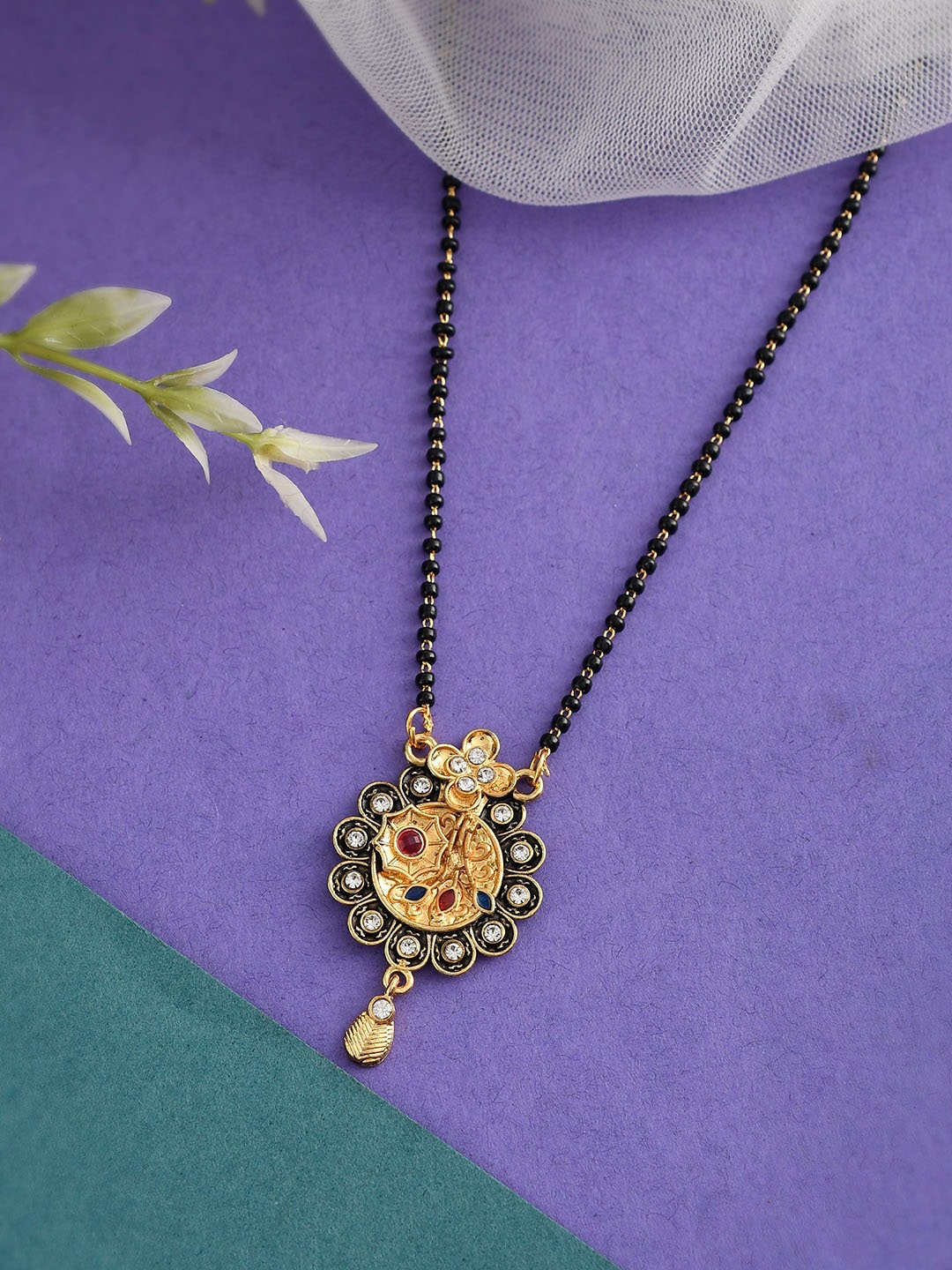 

Silvermerc Designs Gold-Plated Beaded Mangalsutra