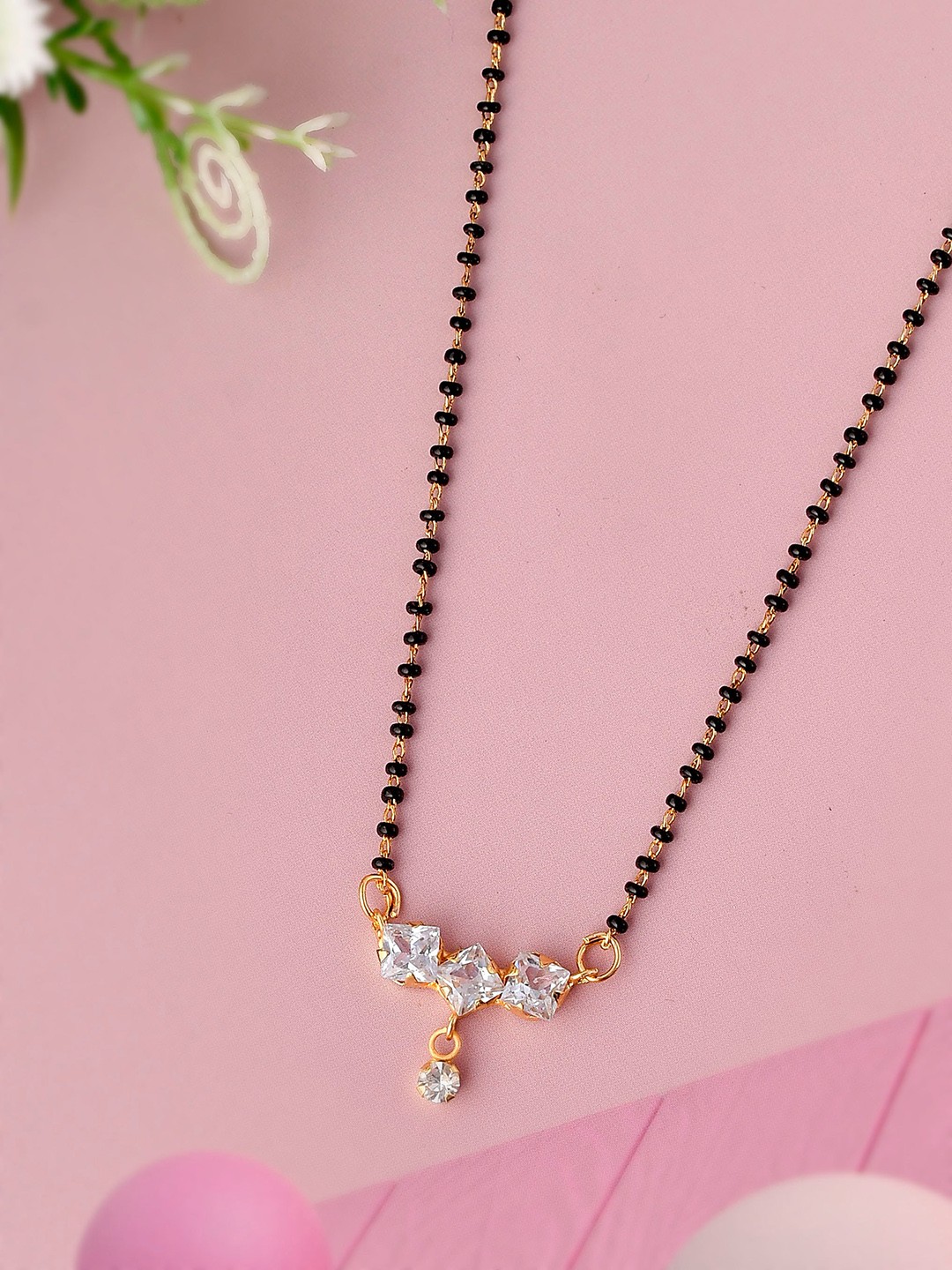 

Silvermerc Designs Gold Plated Crystals-Beaded Mangalsutra