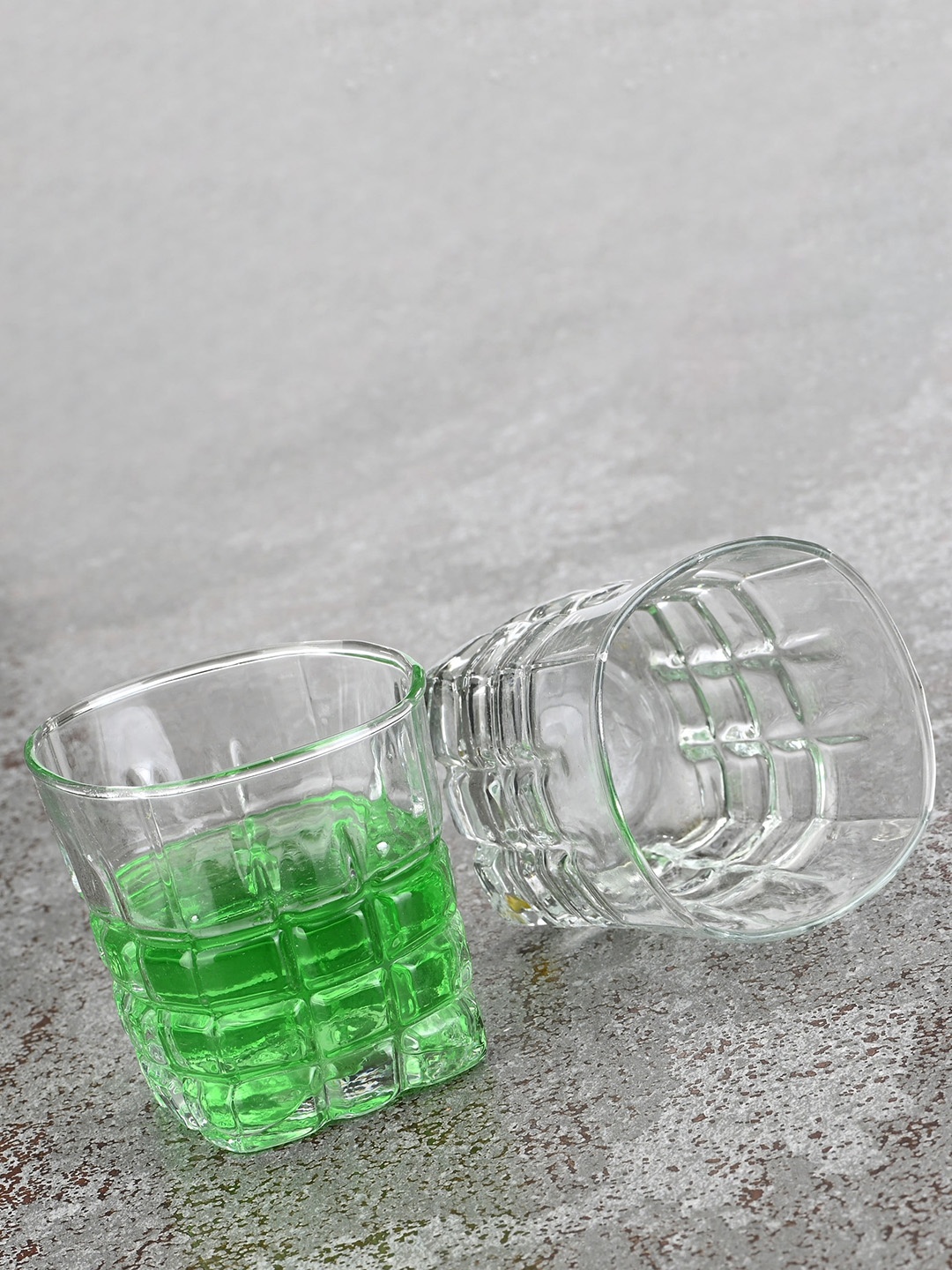 

1ST TIME Transparent 12Pcs Textured Glass Dishwasher Safe Whisky Glasses 200 ml Each