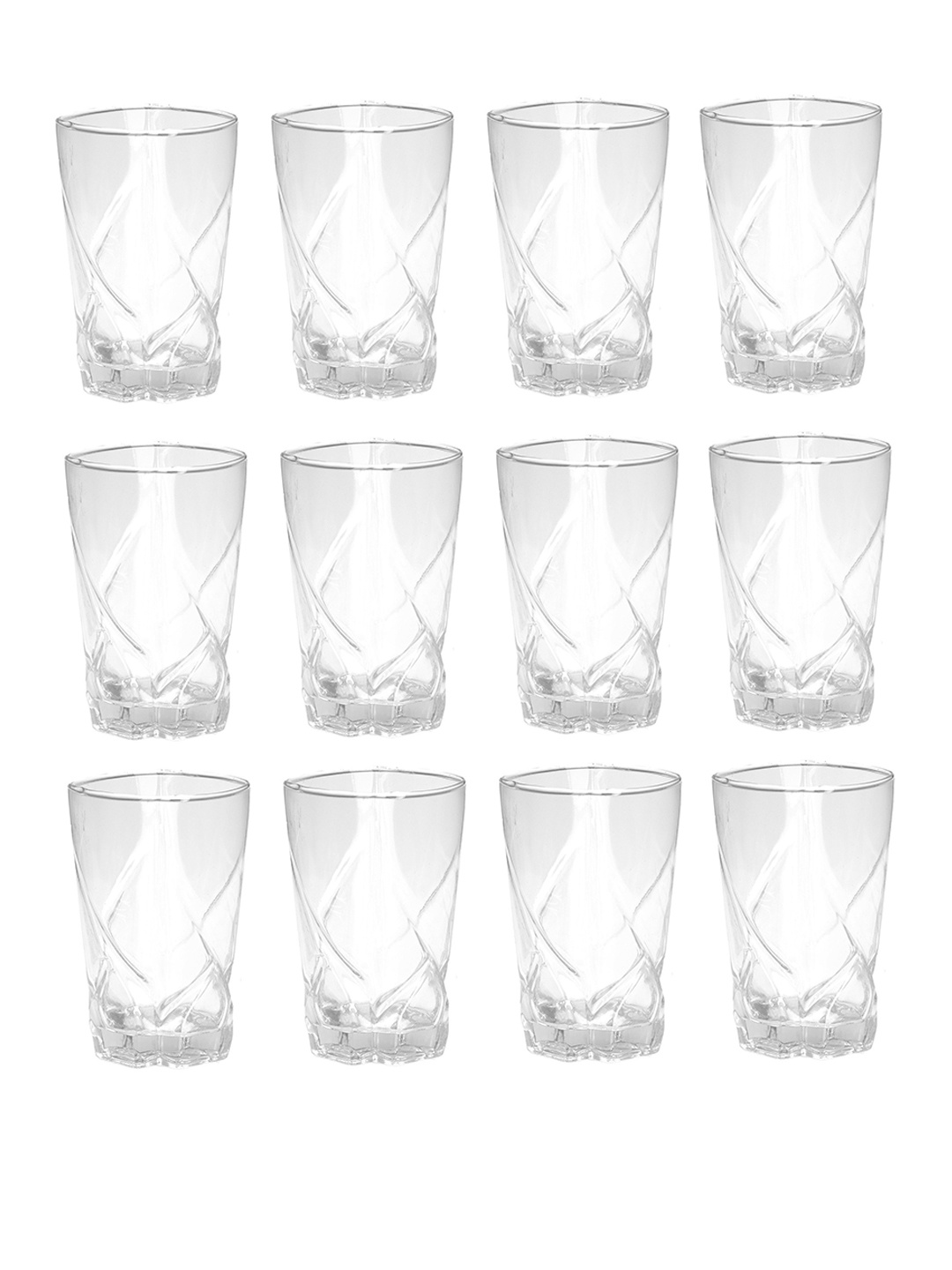 

1ST TIME Transparent 12Pcs Textured Glass Dishwasher Safe Water Glasses 280ml Each