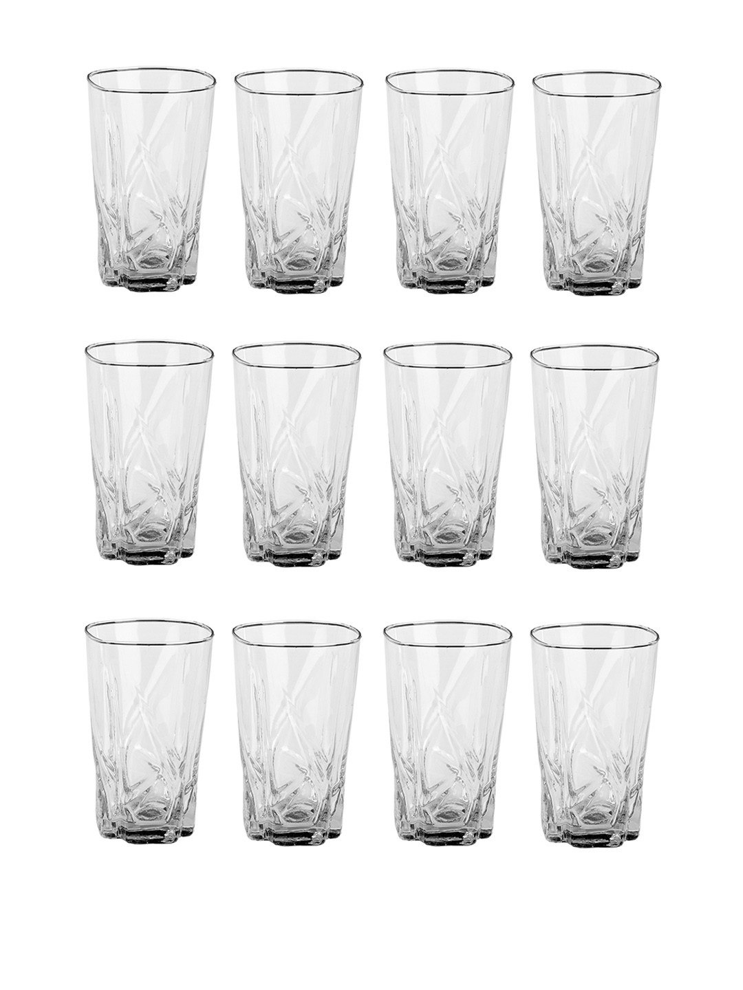 

1ST TIME Transparent 12Pcs Textured Glass Dishwasher Safe Water Glasses 280ml Each