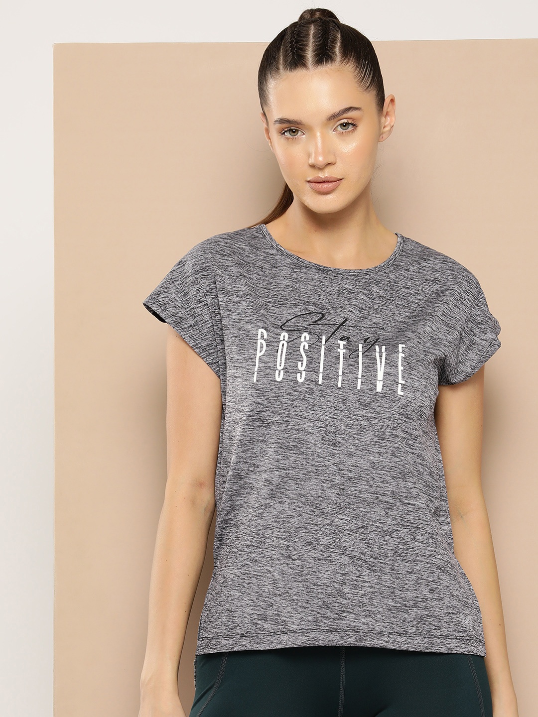 

Alcis Women Typography Printed Dry Tech Slim Fit Running T-shirt, White