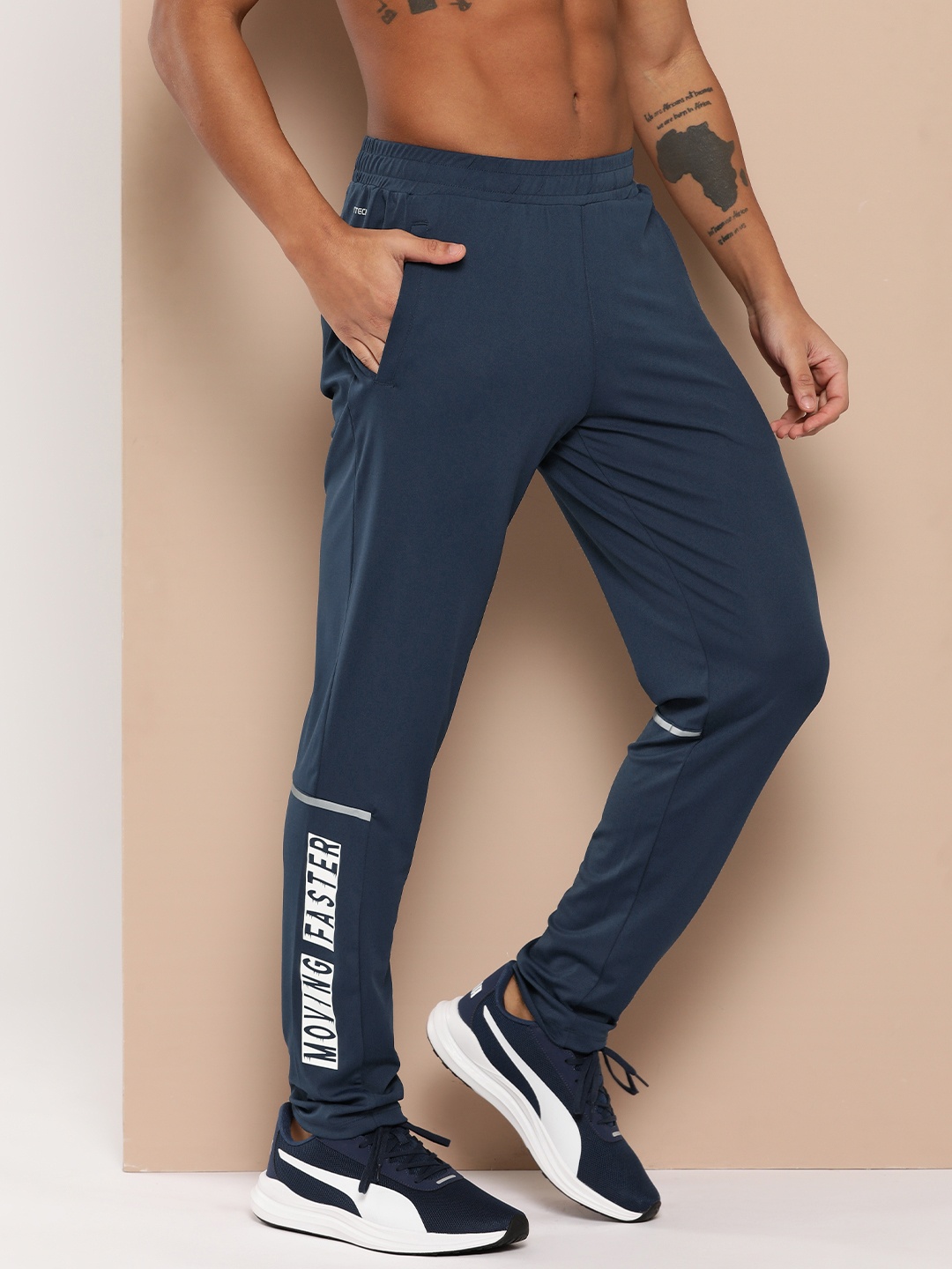 

Alcis Men Slim Fit Drytech Running Track Pants, Navy blue