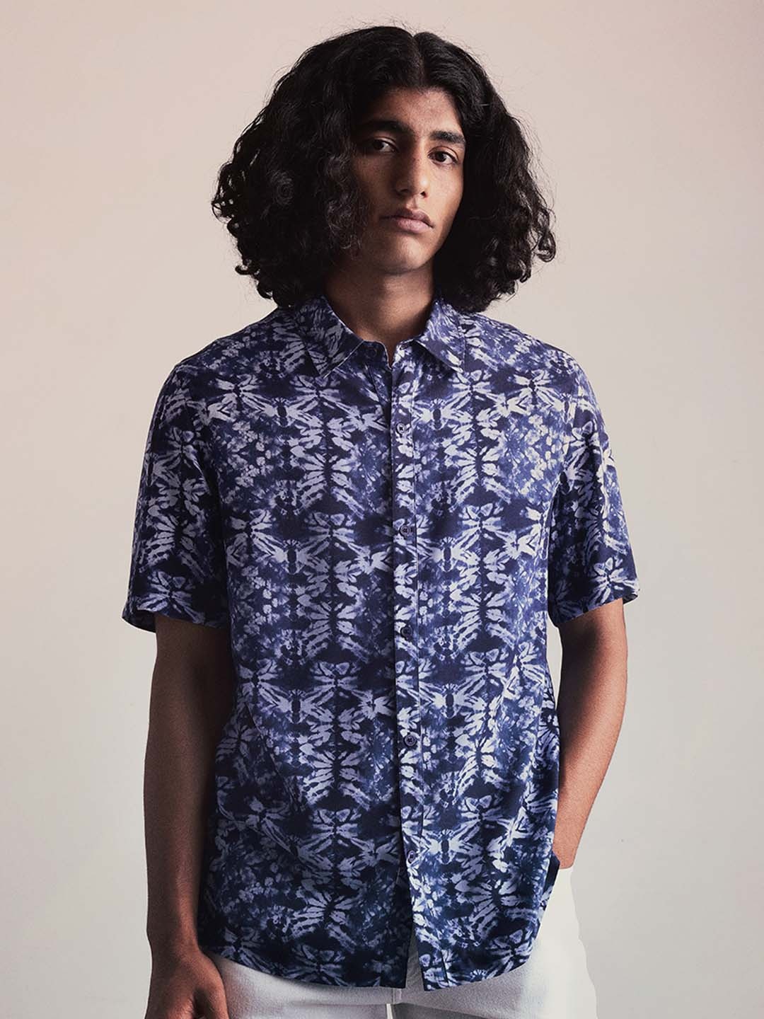 

H&M Printed Resort Shirt, Blue