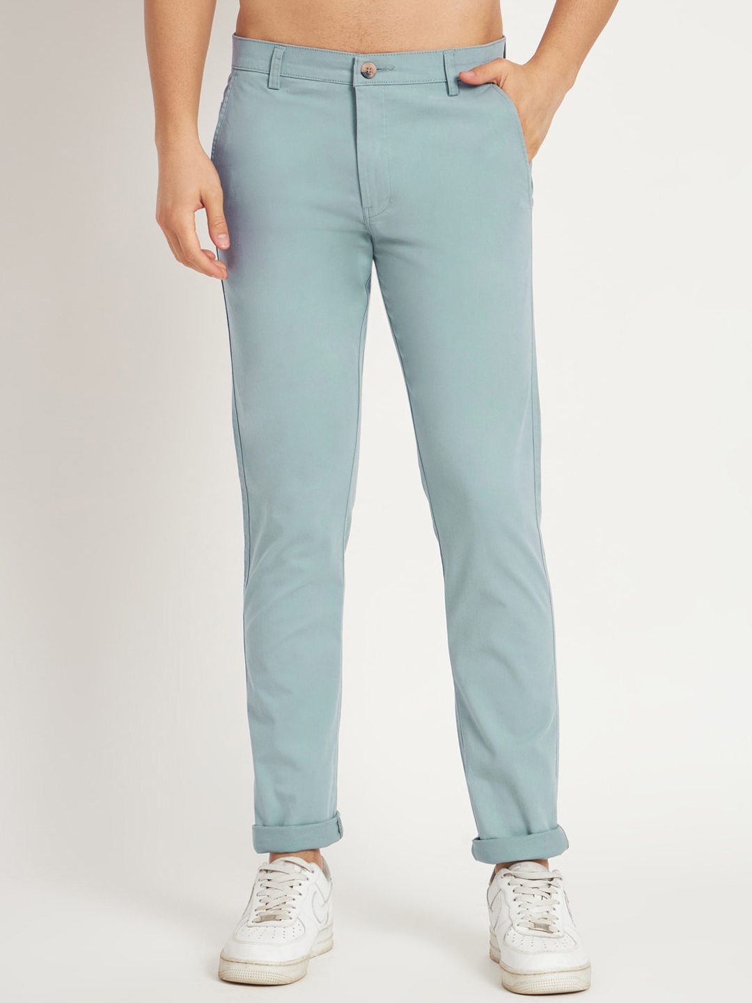 

RAGZO Men Slim Fit Low-Rise Cotton Regular Trouser, Green