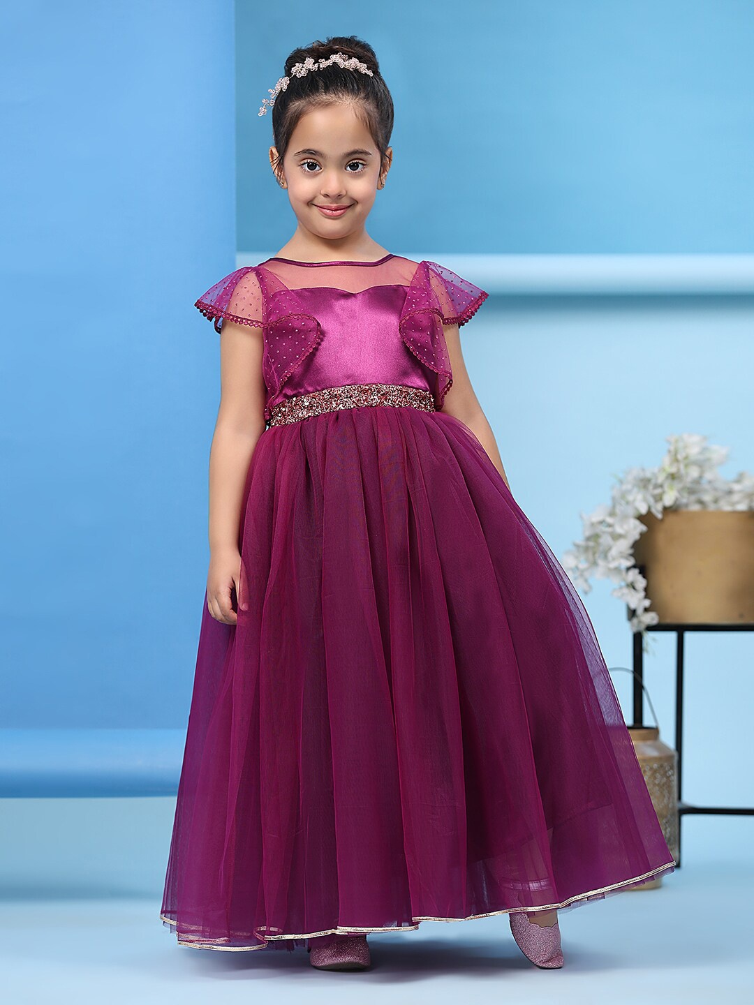 

Toy Balloon kids Girls Embellished Maxi Dress, Purple