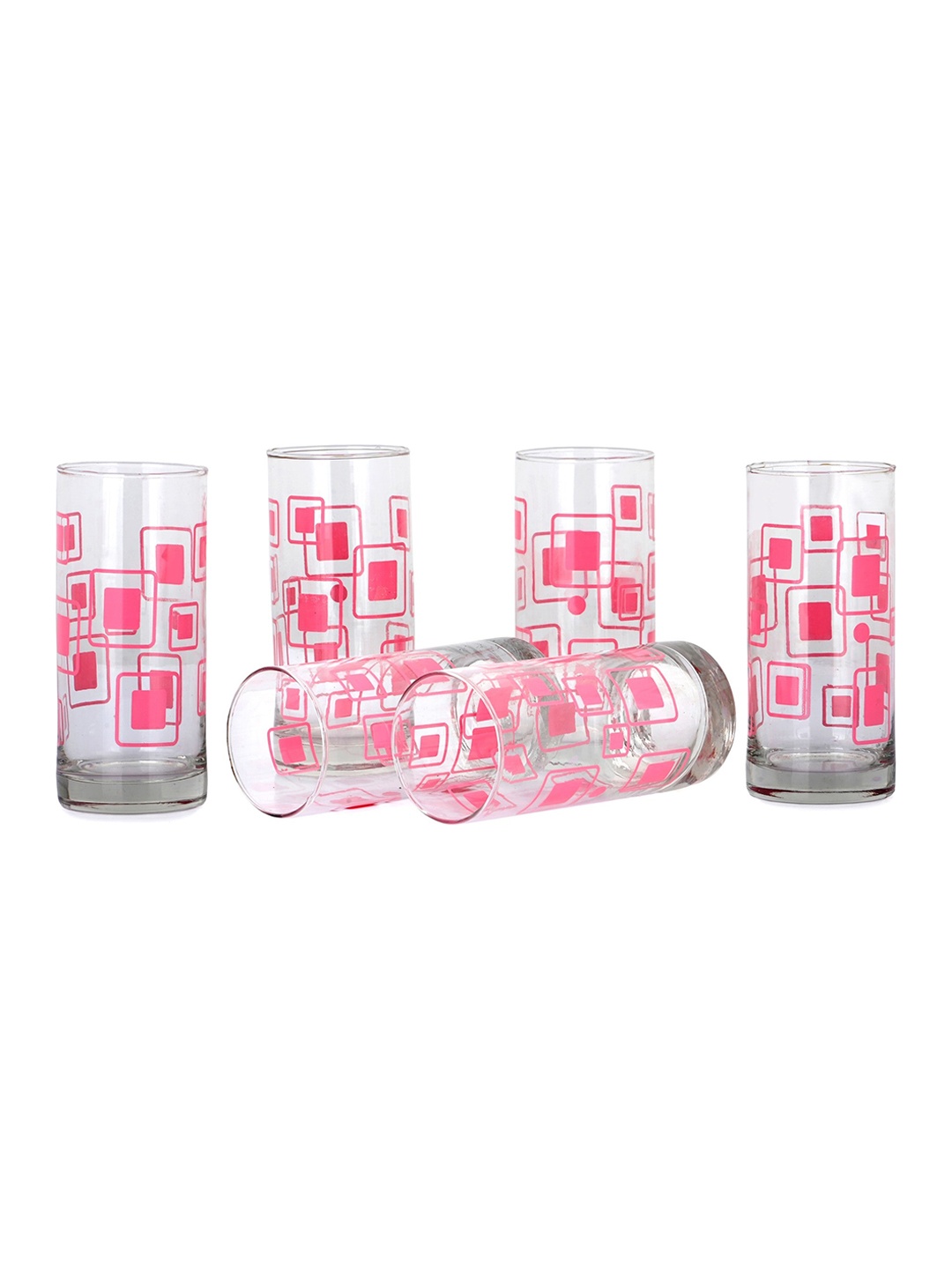 

1ST TIME Transparent 6Pcs Textured Glass Dishwasher Safe Water Glasses 350ml Each
