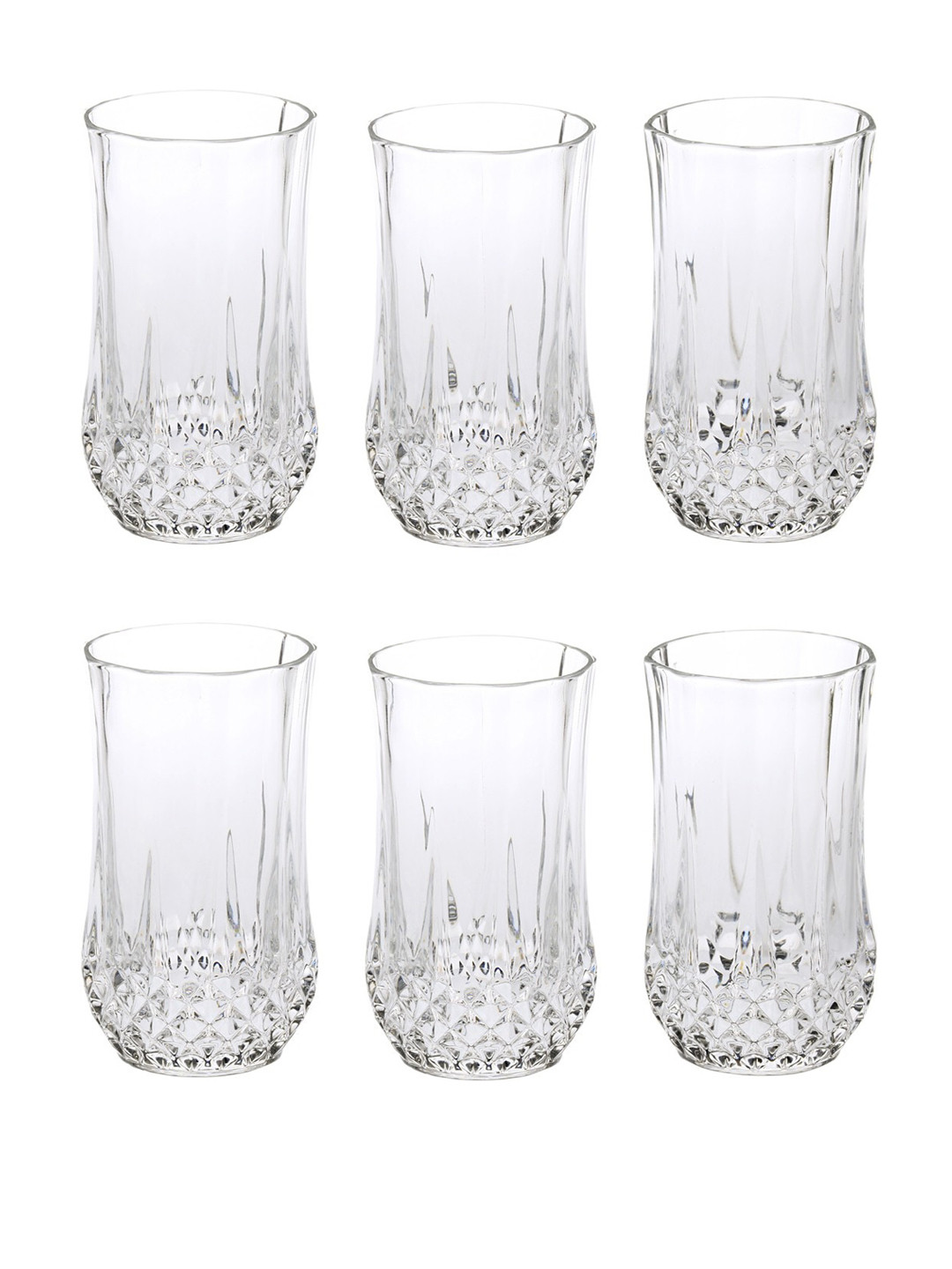 

1ST TIME Transparent Textured 6Pcs Glass Dishwasher Safe Water Glasses 350ml Each