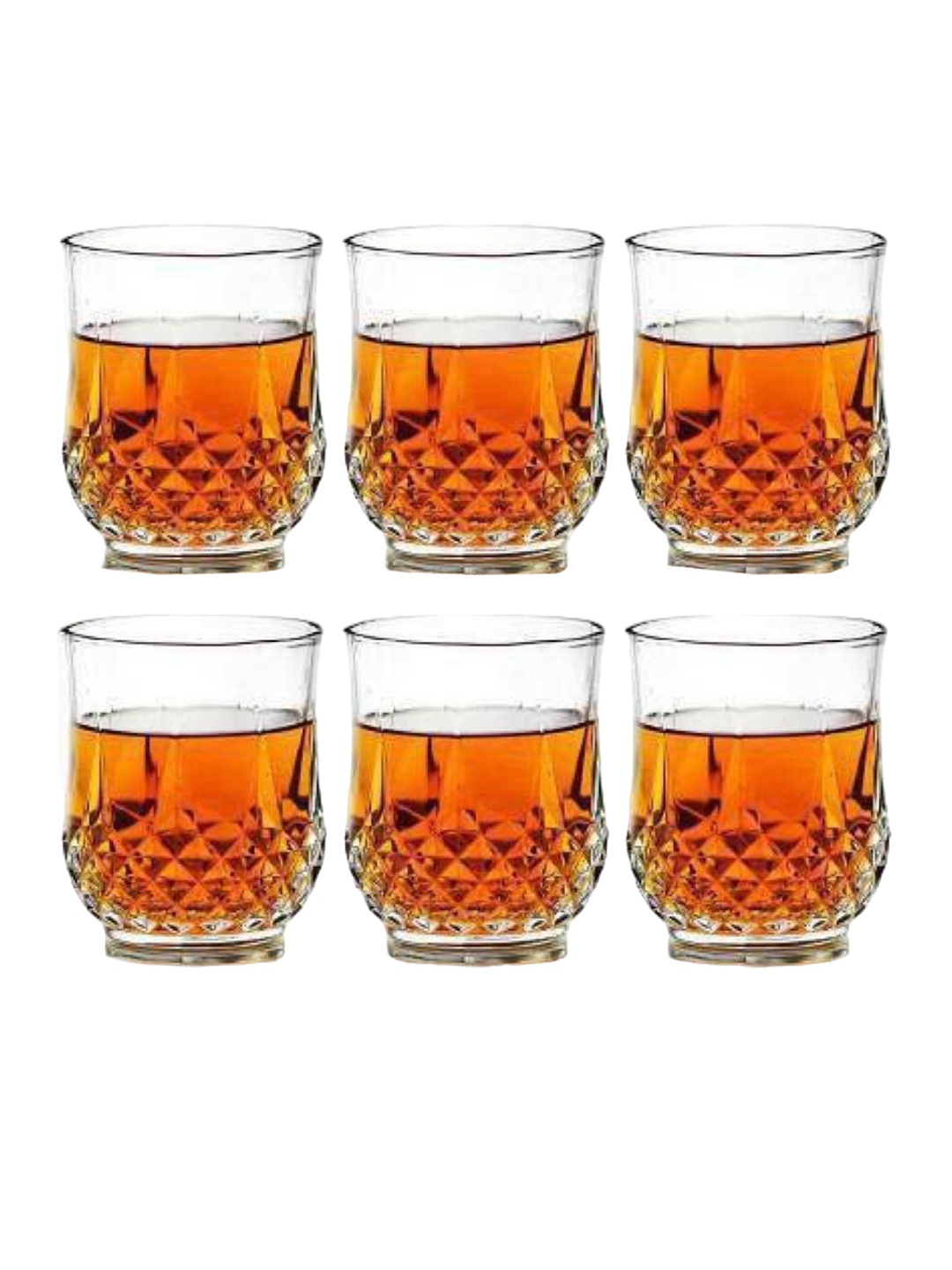 

1ST TIME Transparent 6Pcs Textured Glass Dishwasher Safe Whisky Glasses 200ml Each