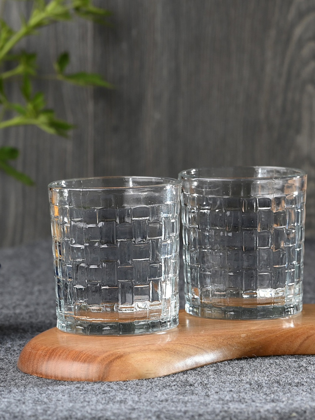 

1ST TIME Transparent 6Pcs Textured Glass Dishwasher Safe Water Glasses 200ml Each