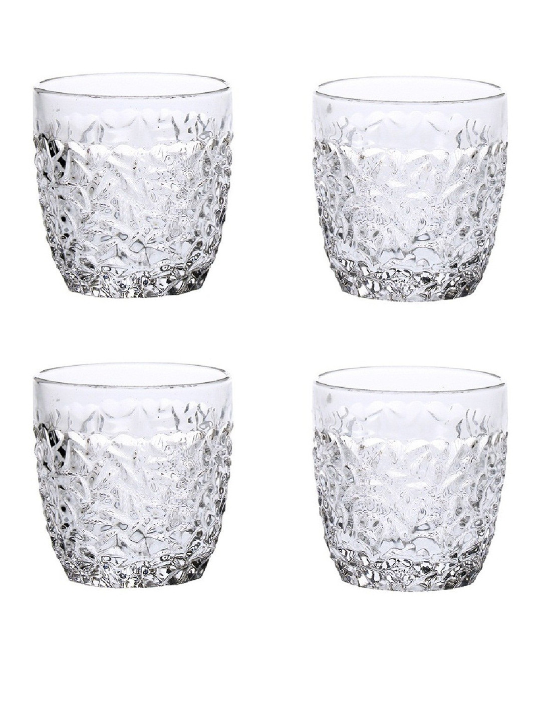 

1ST TIME Transparent 4Pcs Textured Glass Dishwasher Safe Water Glasses 200ml Each