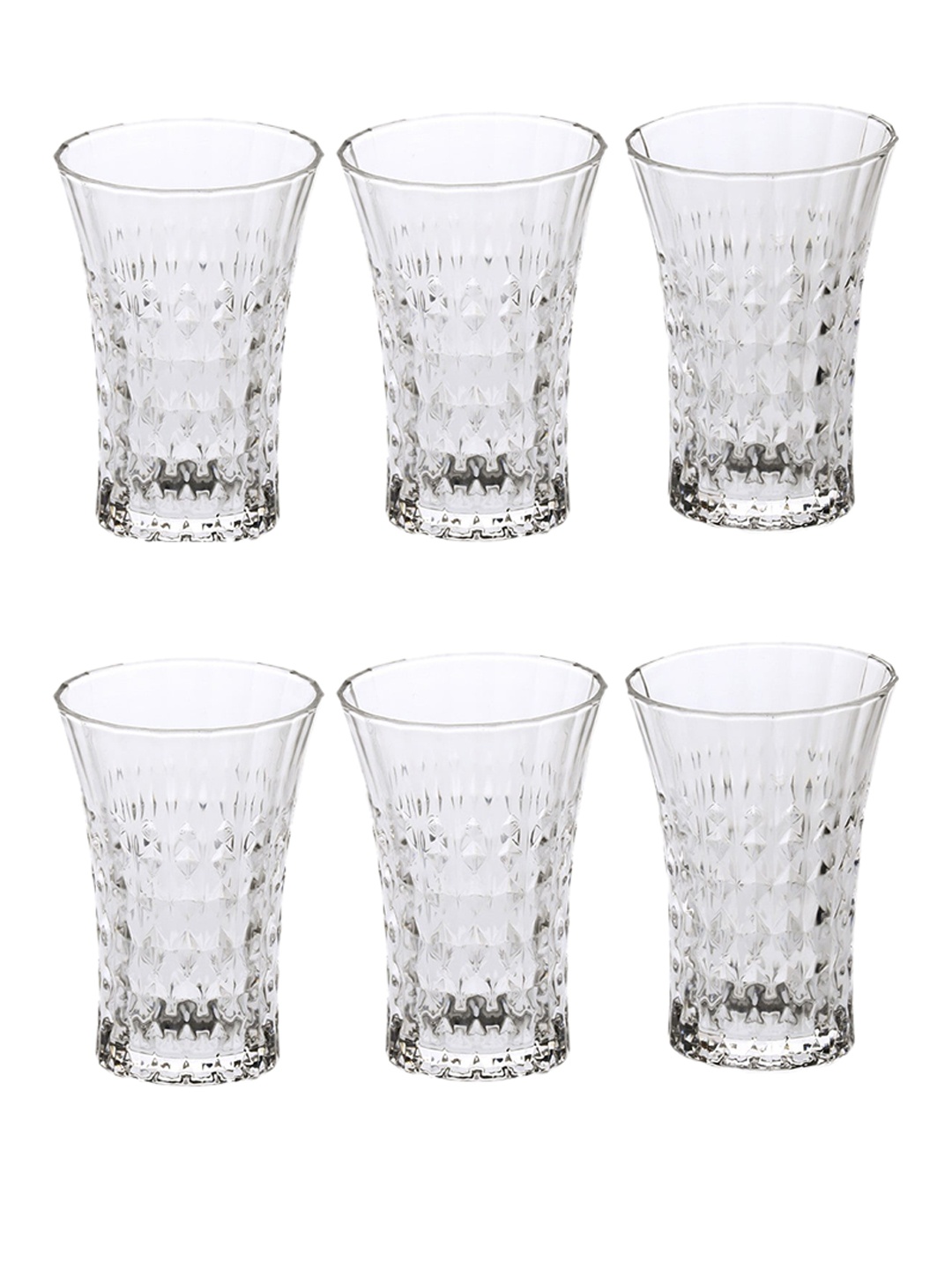 

1ST TIME Transparent 6Pcs Textured Glass Dishwasher Safe Water Glasses 250ml Each