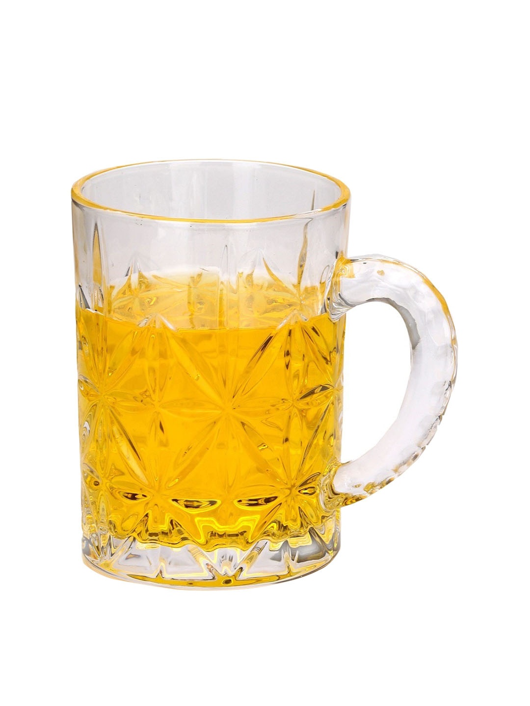 

1ST TIME Transparent Textured Dishwasher Safe Glass Beer Mugs 450 ml