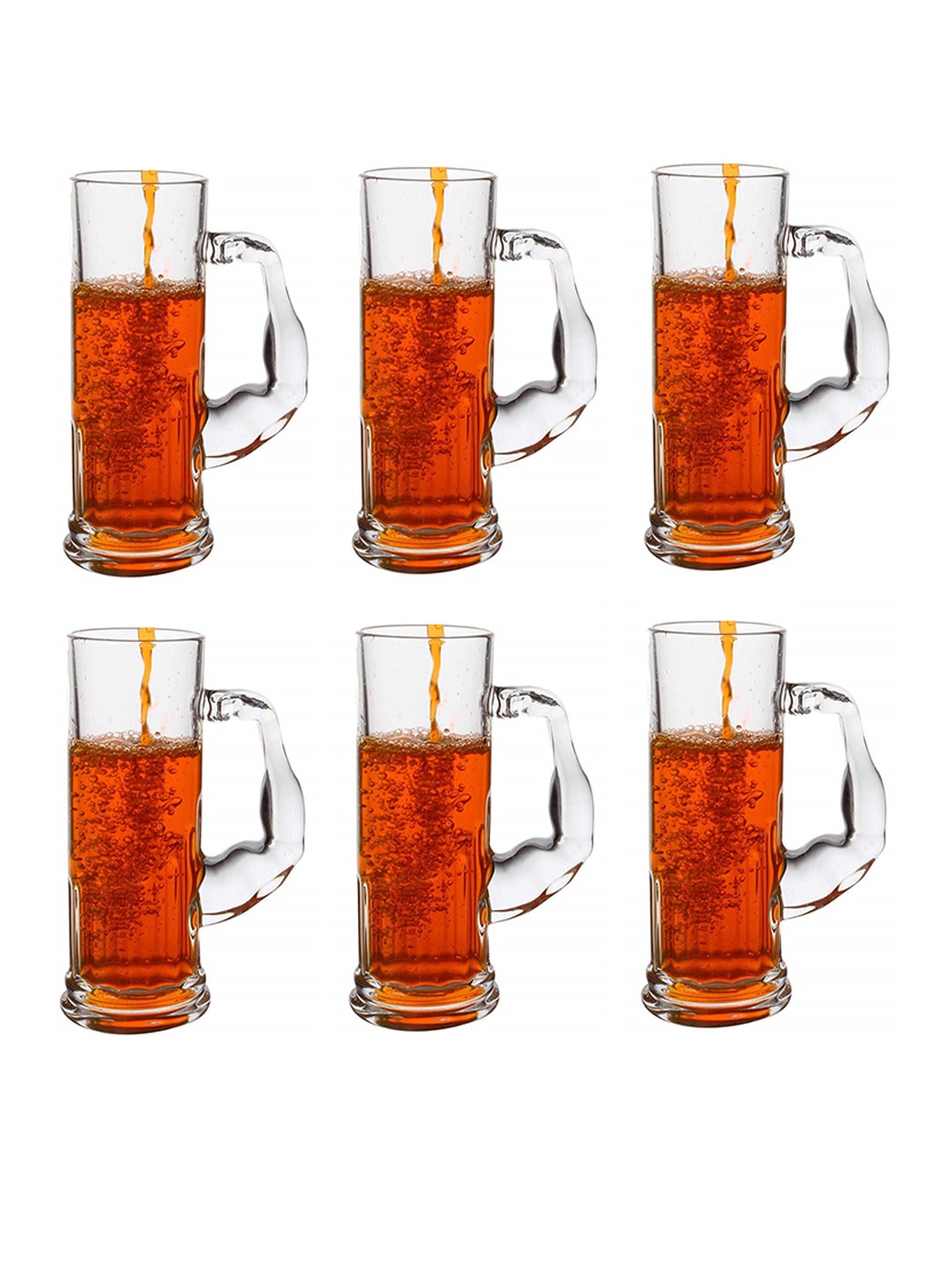 1ST TIME Transparent 6 Pieces Dishwasher Safe Beer Mugs 600 ml