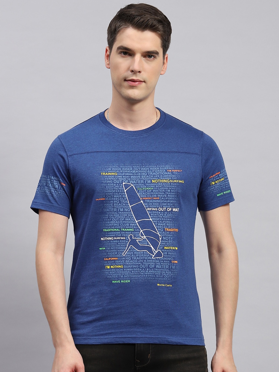 

Monte Carlo Typography Printed Cotton T-shirt, Blue