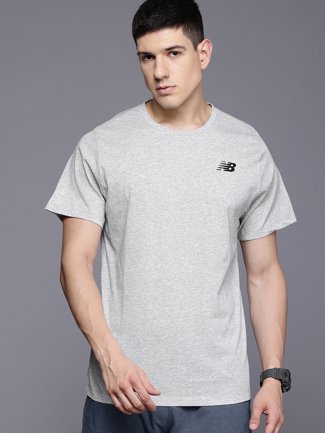 

New Balance Moisture Wicking Sports T-shirt, Grey melange