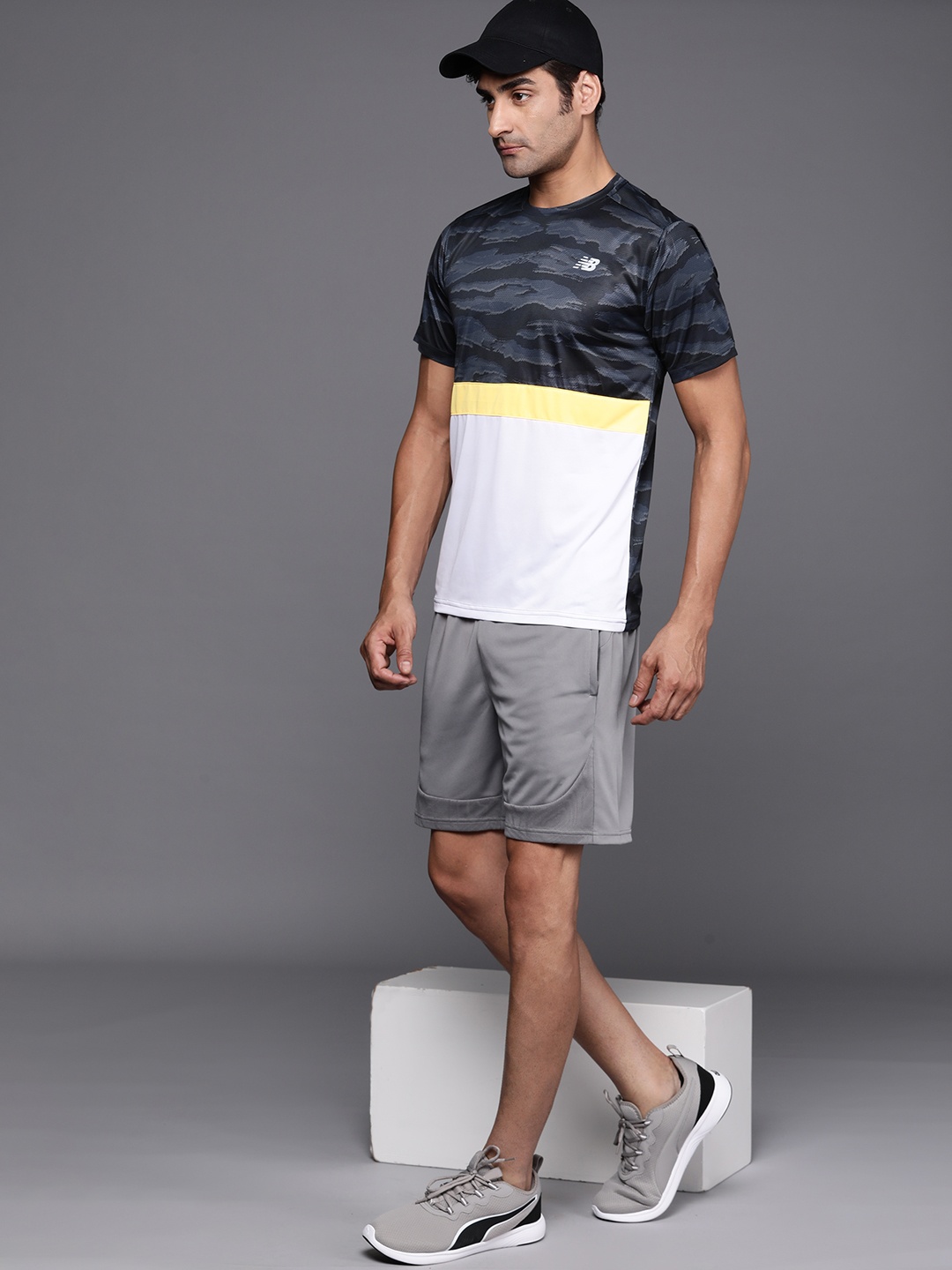 

New Balance Fast Drying Printed Colourblocked Athletic T-shirt, Black
