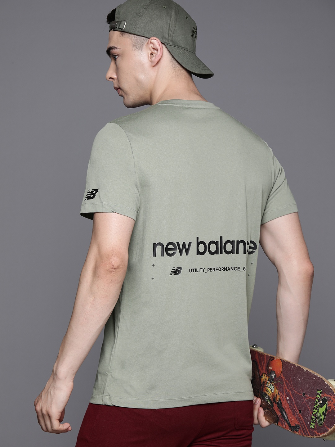 

New Balance Printed Moisture Wicking Sports T-shirt, Olive