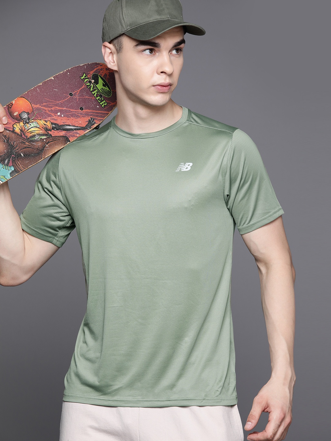 

New Balance Moisture Wicking Olivelea (Olf) NB Dry Athletic T-shirt, Olive