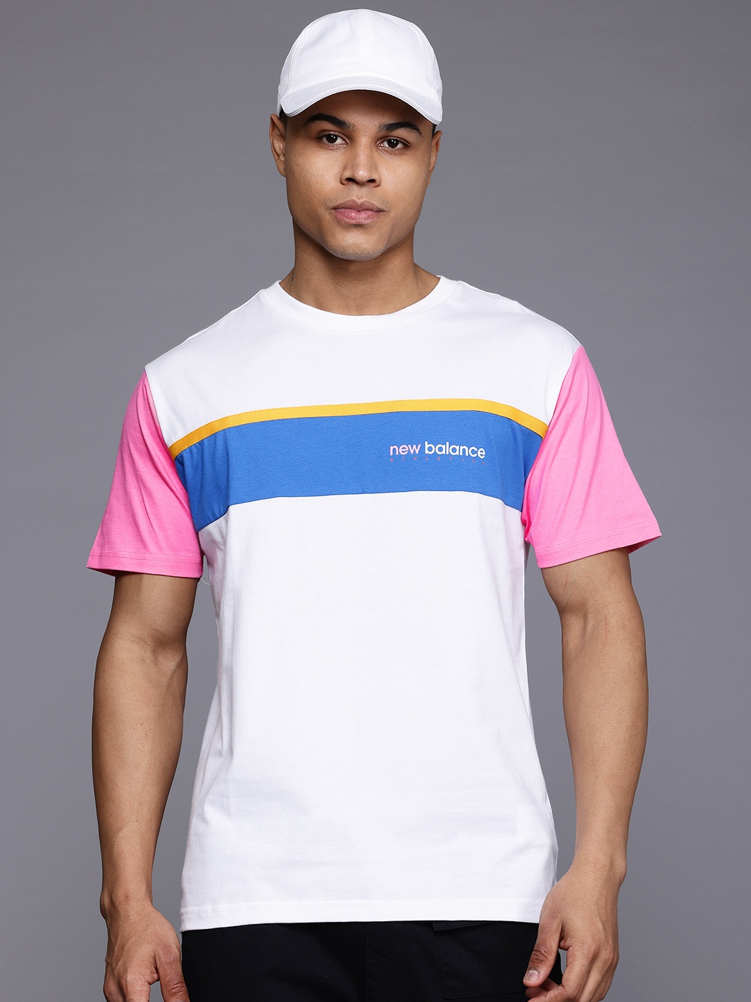 

New Balance Striped Pure Cotton Relaxed T-shirt, White