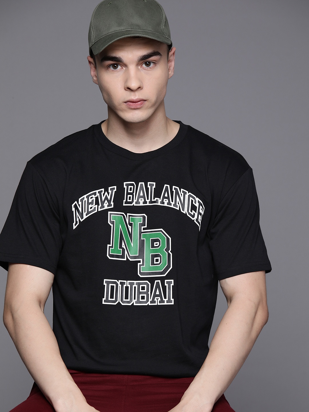 

New Balance Brand Logo Printed Pure Cotton Relaxed Fit Sports T-shirt, Black