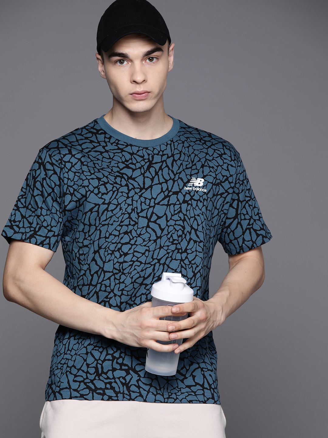

New Balance Pure Cotton Moisture Wicking Relaxed Fit Sports T-shirt, Navy blue