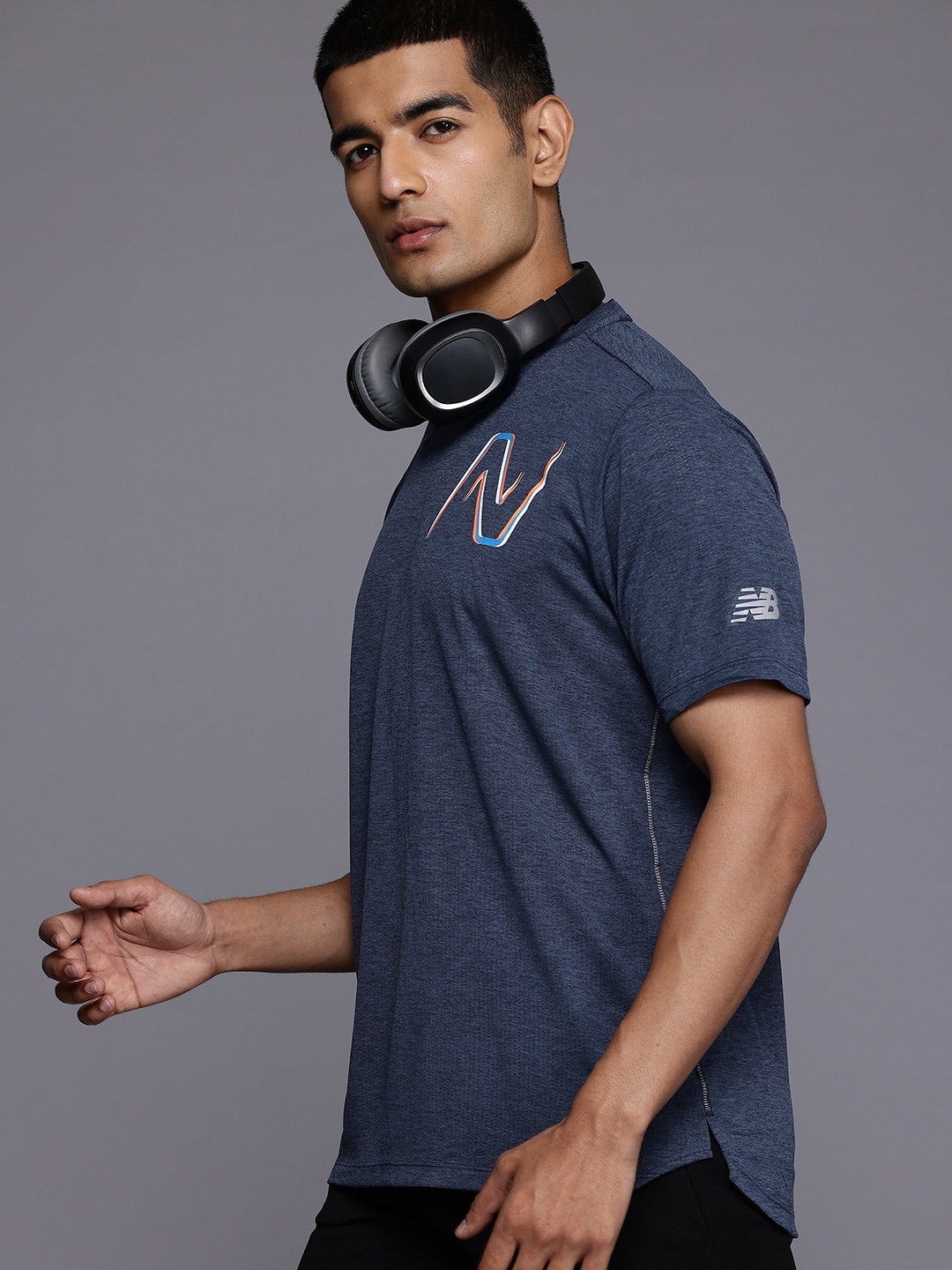 

New Balance Cooling Fabric Moisture Wicking Running T-shirt, Navy blue