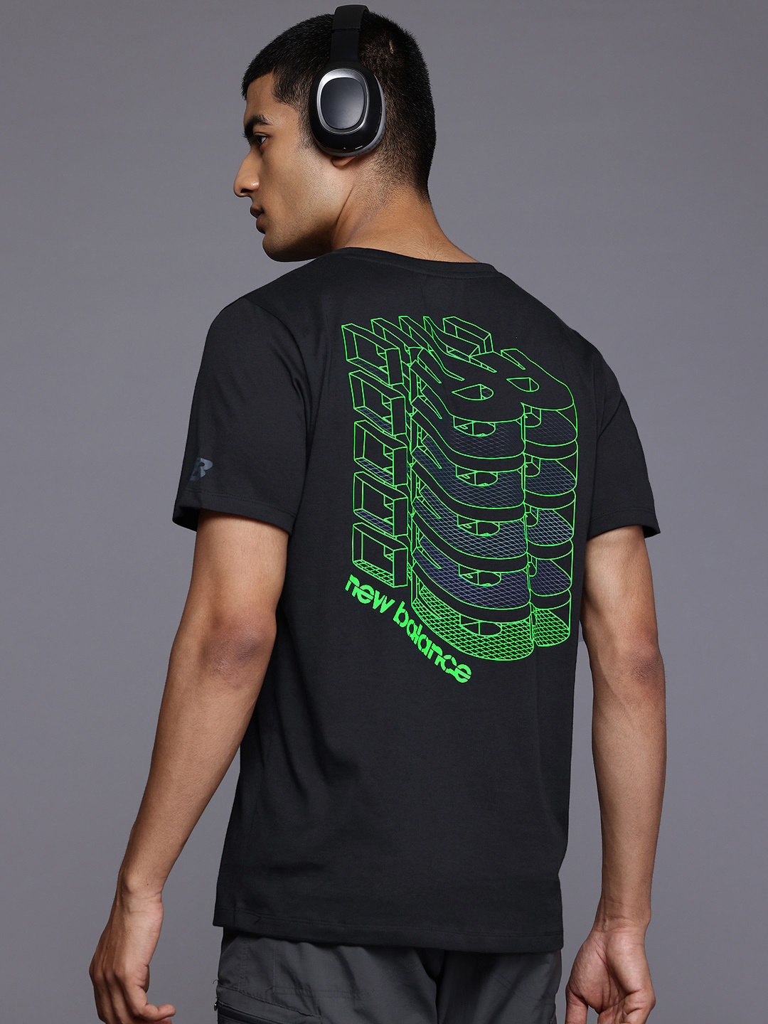 

New Balance Printed Moisture Wicking Sports T-shirt, Black